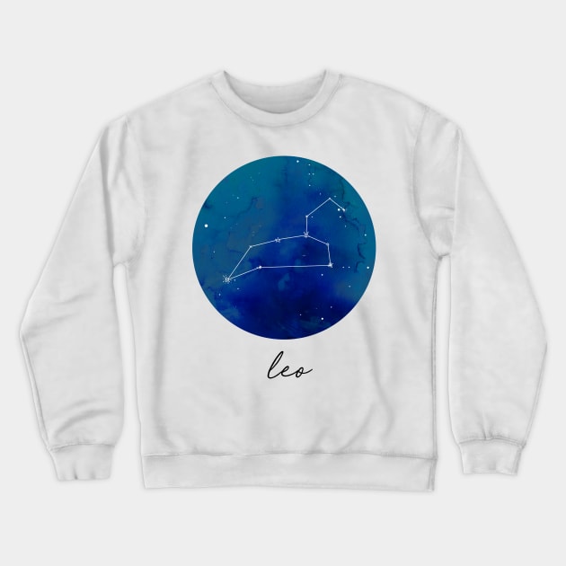 Leo Watercolor Zodiac Constellation Crewneck Sweatshirt by aterkaderk